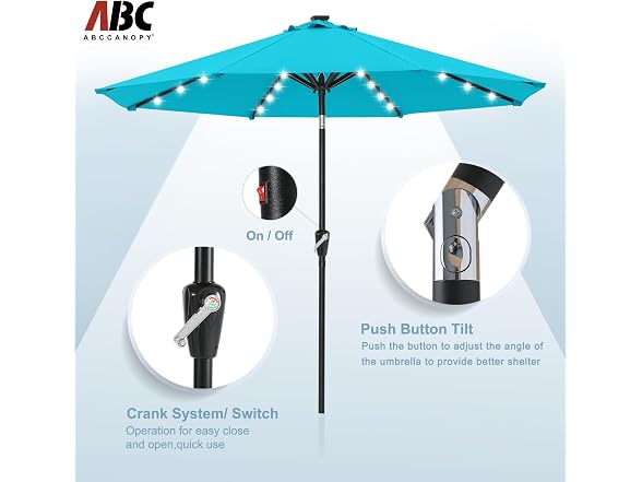 ABCCANOPY Solar10ft Umbrella Turquoise