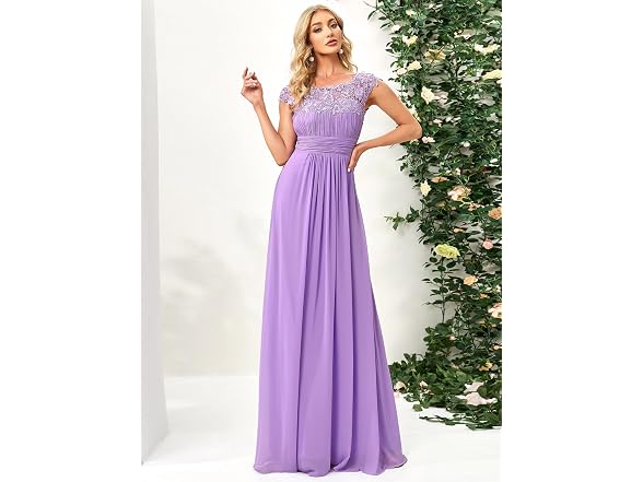 Ever-Pretty Women (18) Cap Sleeve Ruched Lace Us18