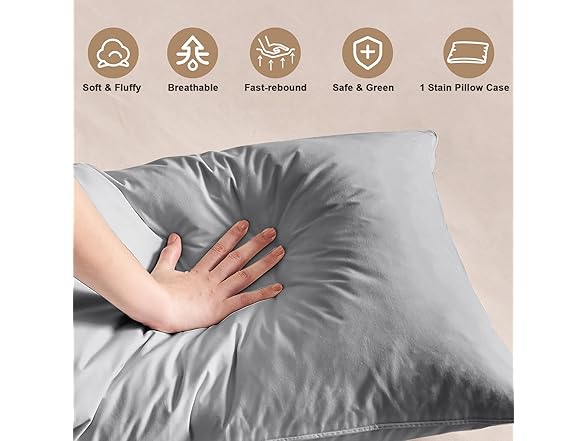 BHZ Grey Satin Goose Feather King Pillow