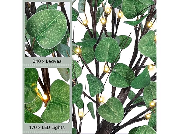 7FT Lighted Eucalyptus Tree w/ 170 LED