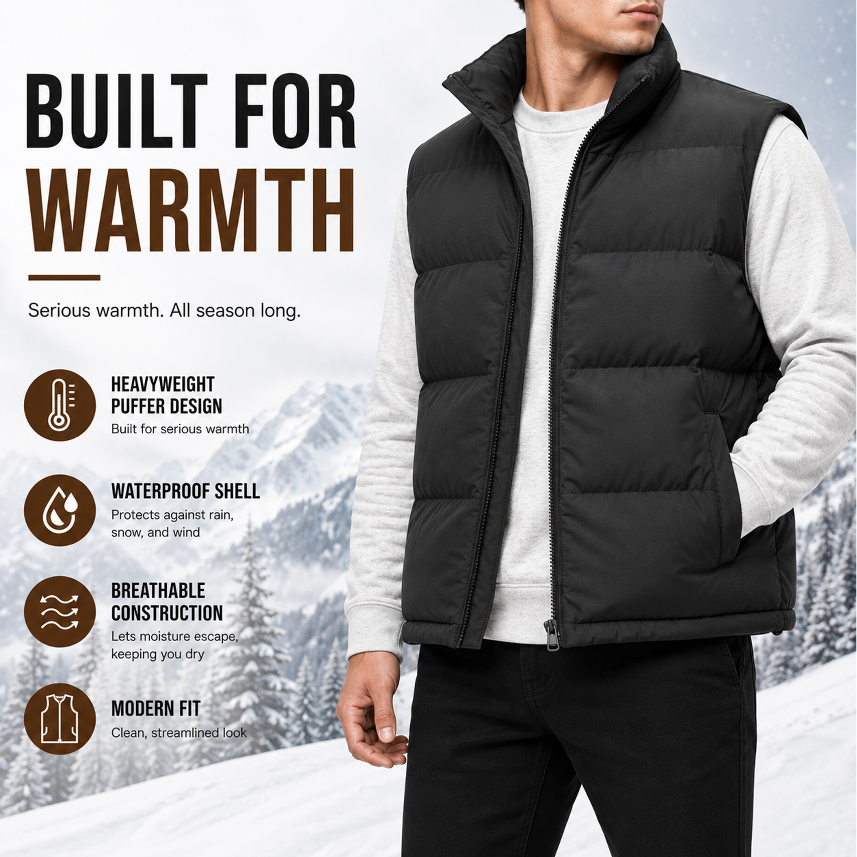 Mens Heavyweight Puffer Bubble Vest - Gallery 24