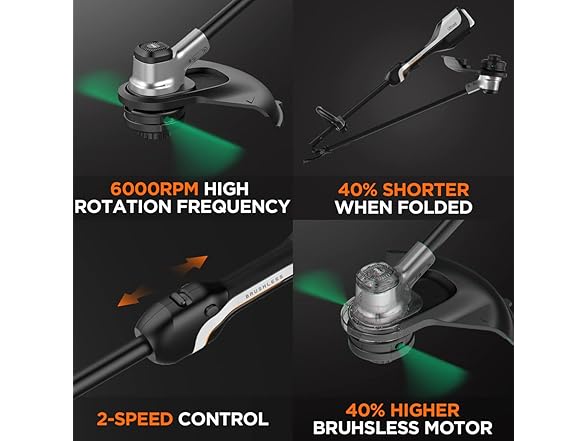 Litheli 2x20V 14" Brushless Cordless String Trimmer