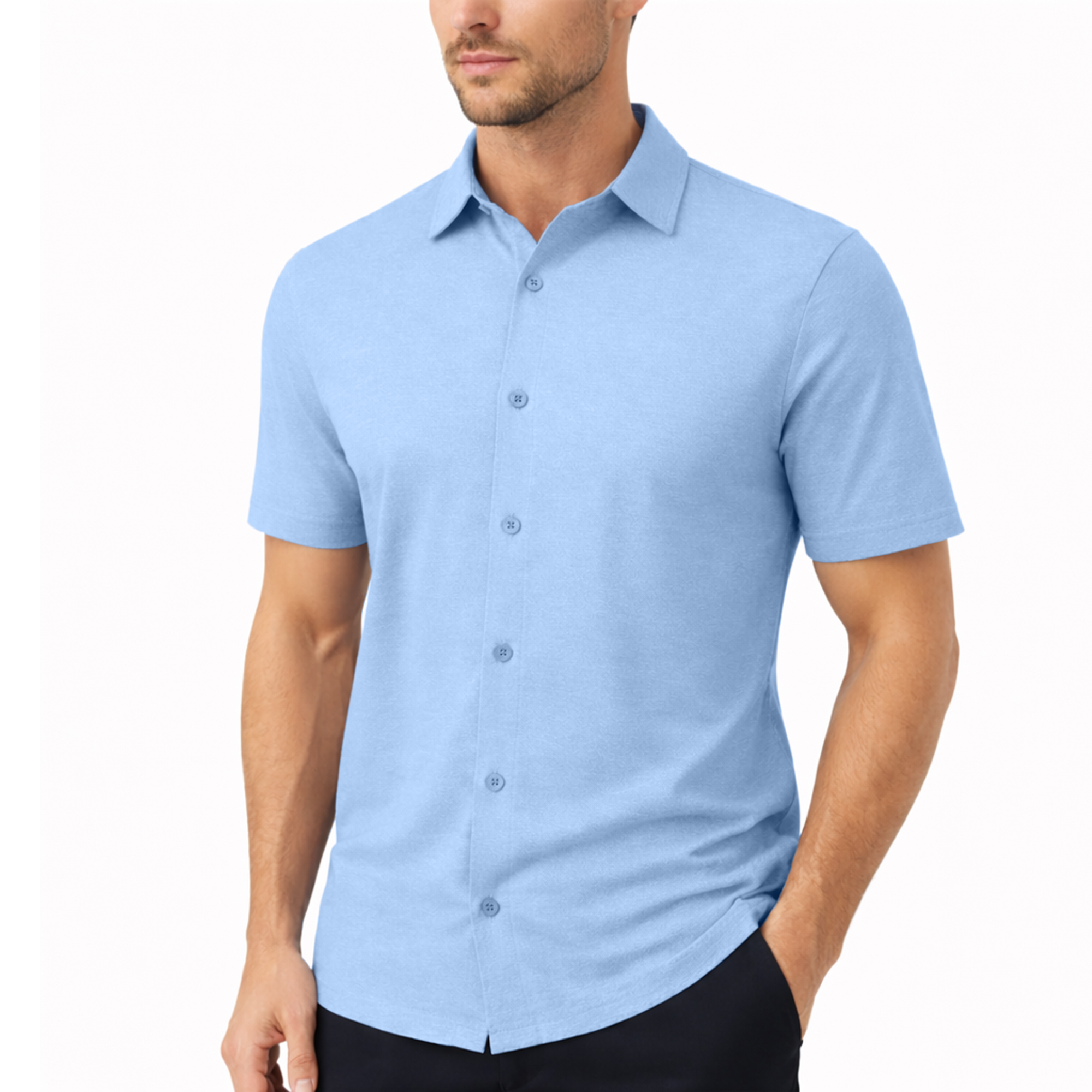 3Pk Asst Mens Knit Button Down Shirts - Gallery 16
