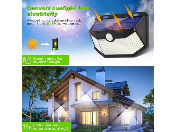 HMCITY Solar Lights Outdoor 120 LED