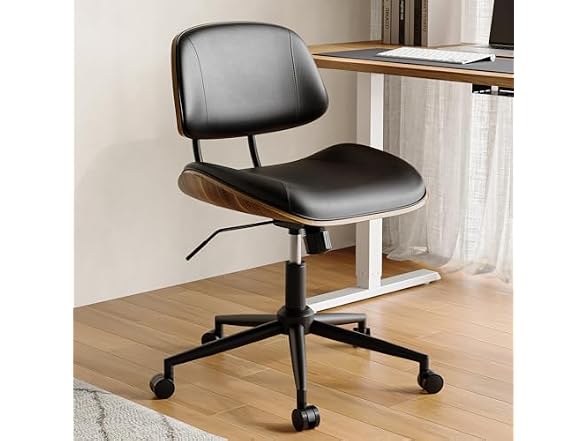 Armless Office Chair with Wheels, PU