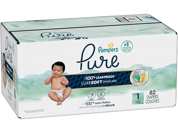 Pampers Pure Baby Diapers Size 1 82 Count