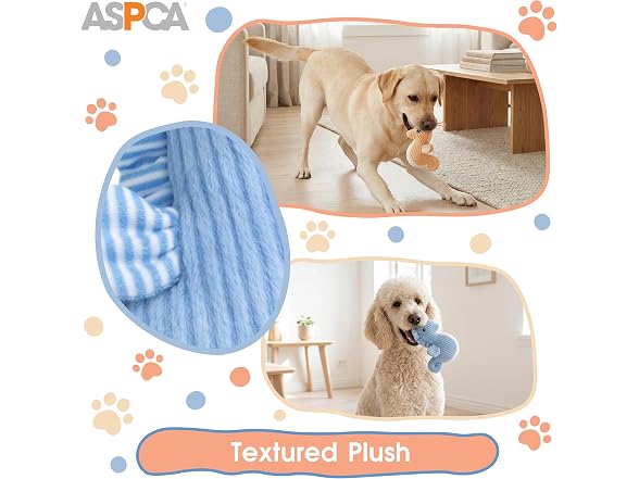 ASPCA 2 Pack Plush Dog Toy with Squeaker, Sea Horse