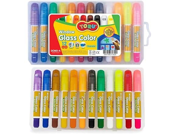 Toru Glass Window Crayon Marker 12 Colors