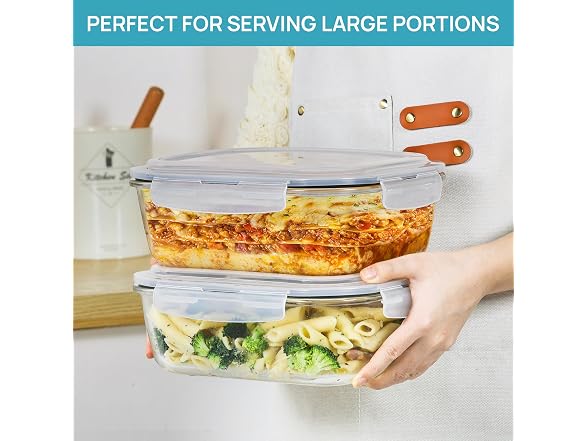 Vtopmart Grey 2 Pack 76.4oz Glass Containers W/ Lids