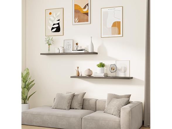 Vivelove Grey Elm Wood Floating Shelf 48"x8"