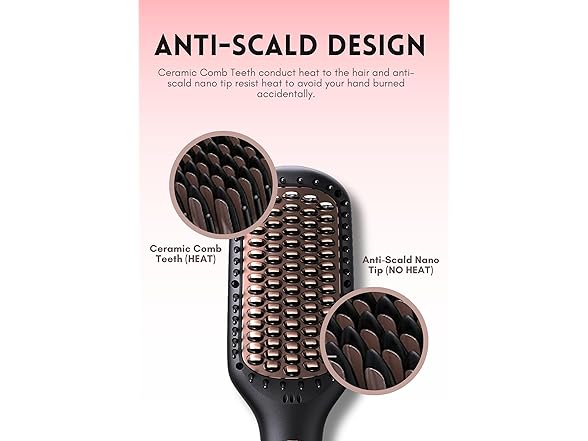 MEGAWISE Pro Ceramic Ionic Hair Straightener Brush for Home Salon