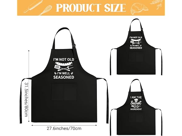 Defresit 2pcs Funny Apron Set Black/White