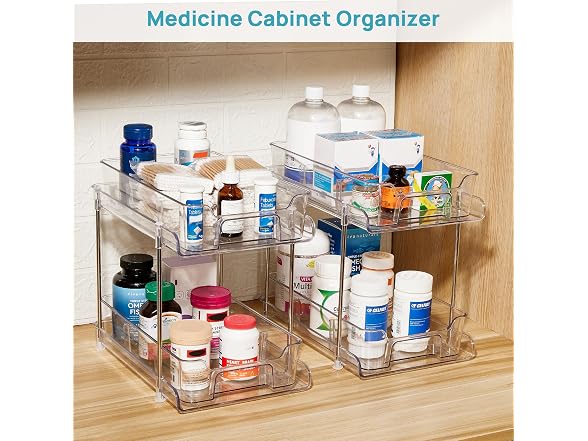 Vtopmart 4 Pack Bathroom Under Sink Organizer with Dividers