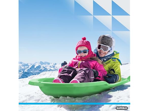 Superio Toboggan Snow Sled for Kids and Adults, 46"(Green), 12 PK