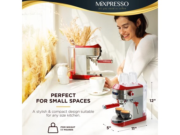 Mixpresso 15-Bar Automatic Espresso Machine with Milk Frother