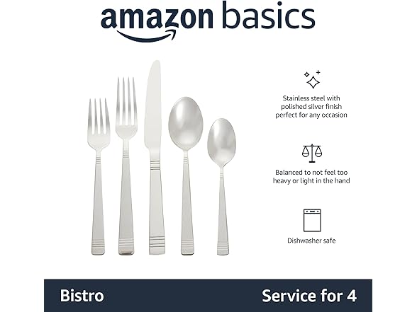 Amazon Basics Silverware, 20-Piece