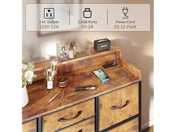Leadpro Dresser with Charging Station and LED