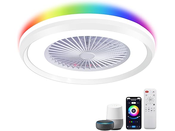 White Low Profile Ceiling Fan 24" RGB