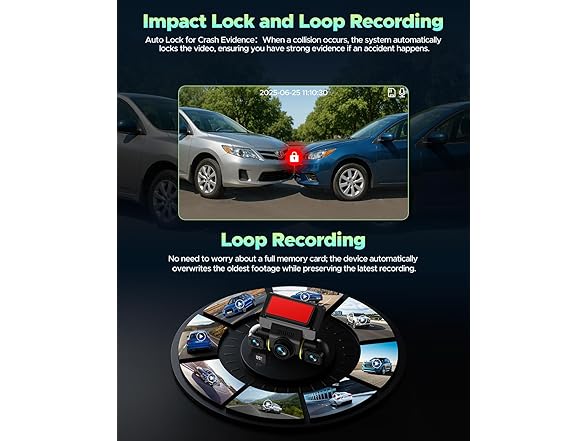 LAMTTO 360 Degree View 4 Channel Dash Cam