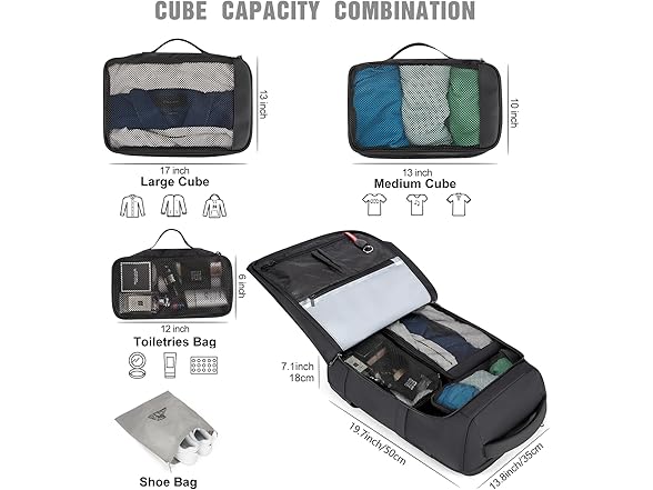 Black 40L Travel Backpack