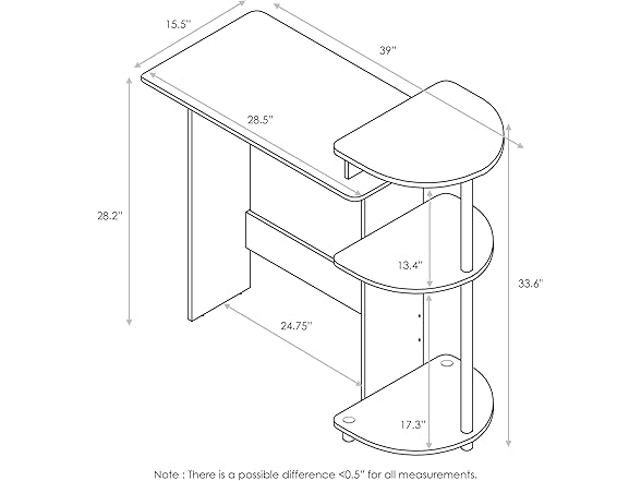Furinno 28.5-in COMPACT Desk with Shelves