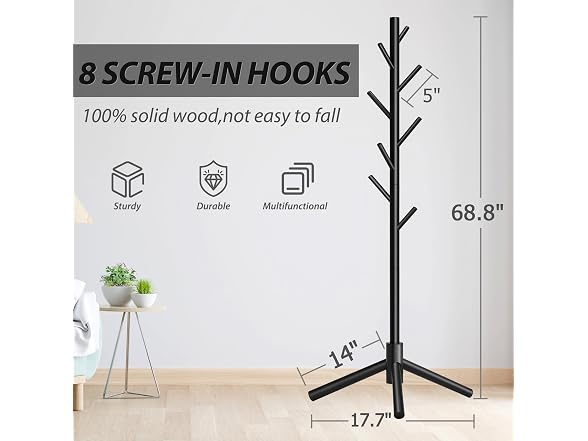 Unisakey 8-Hook Freestanding Coat Rack