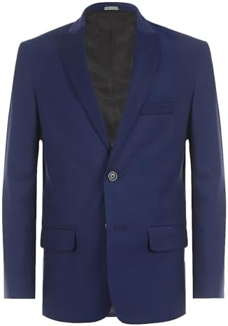 Calvin Klein Boys Blazer Suit Jacket, 2-Button Single Breasted Closure, Buttoned Cuffs & Front Flap Pockets, Blue, 18