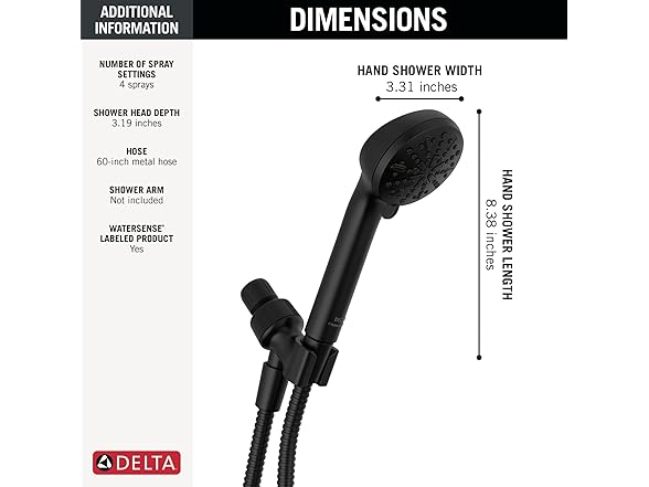 Delta Detachable Handheld Shower Head (1-3pk)