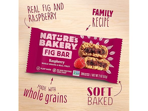 12PK Nature’s Bakery Whole Wheat Fig Bars, Raspberry