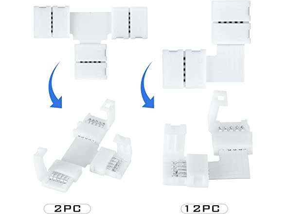2 Pin Solderless L Shape Connector For Single Colour LED Strip Lights