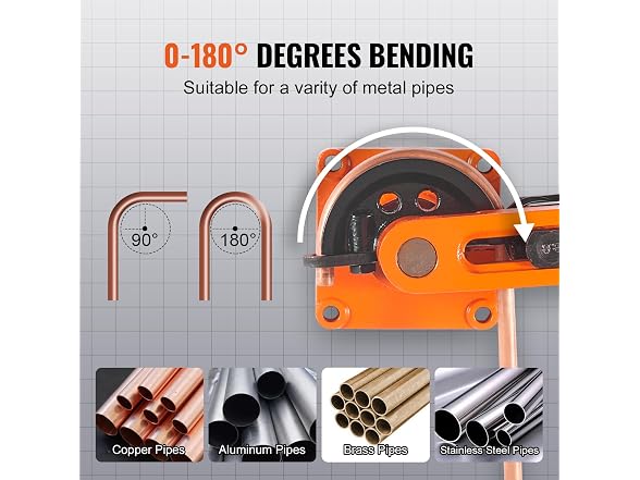 Pipe Tube Bender, 3/8" to 1" OD Manual Pipe Tube