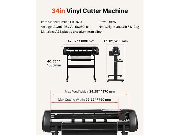 VEVOR Vinyl Cutter Machine, 34in