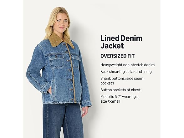 Amazon Ess. Women Faux-Shearling Denim Jacket