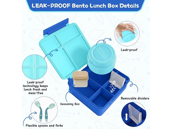 Aimsnk Kids Lunch Box with Thermo Bag