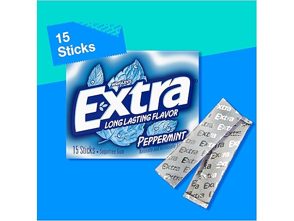 10PK EXTRA Gum Peppermint Sugar Free Chewing Gum