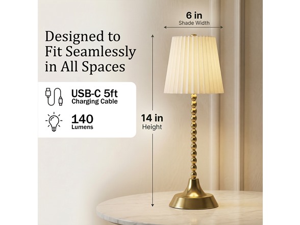 Beaded Stem Pleated Shade Lamp