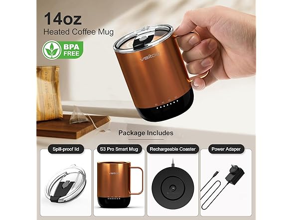 VSITOO S3 Pro Temperature Control Heated Coffee Mug