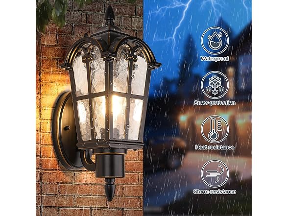 BesLowe 2-Pack Outdoor Wall Light Black