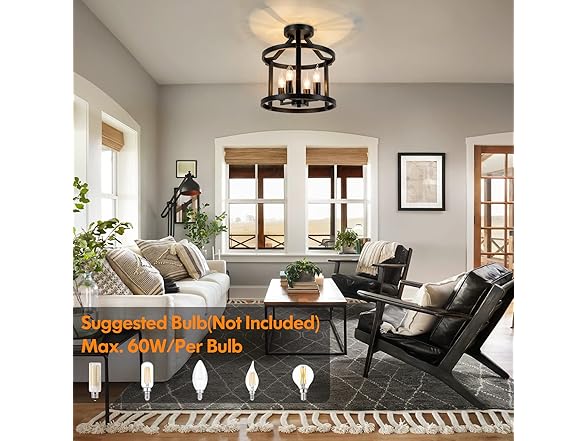 GoBright 4-Light Semi Flush Mount Ceiling Light