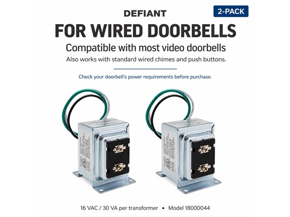 Defiant Wired Doorbell Transformer 2PK