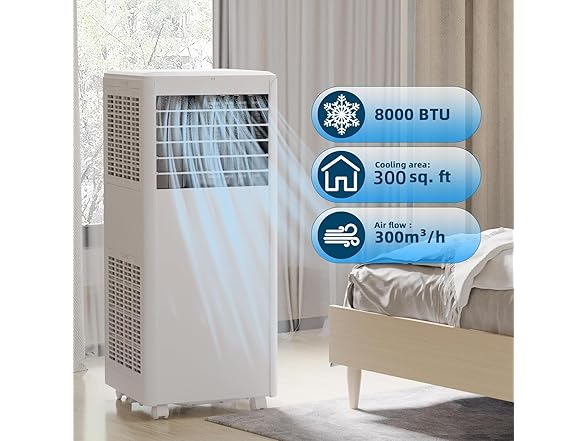 Vossfamul Portable Air Conditioner, 8000BTU(ASHRAE)