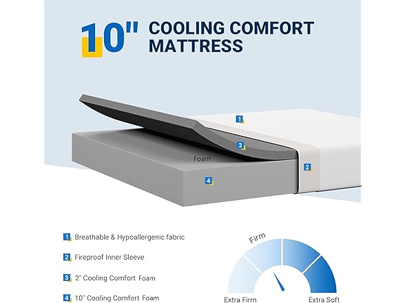 Avenco 10 Inch Memory Foam King Mattress