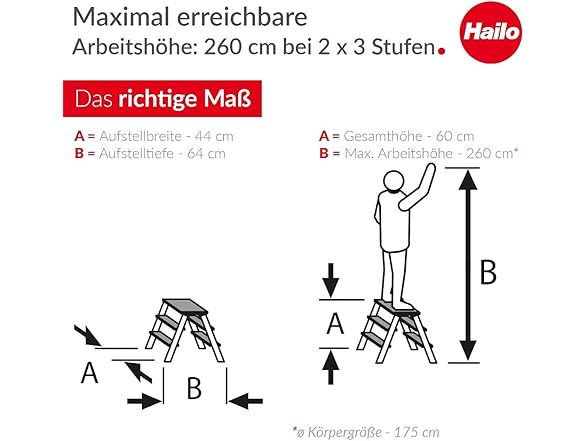 Hailo D60 STANDARDLINE Dual Sided 3 Step Ladder