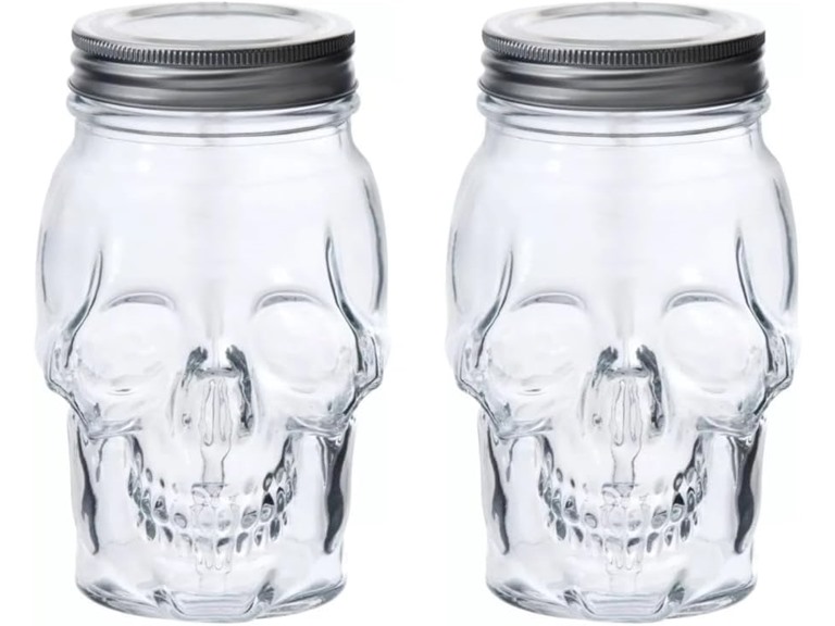 DURA LIVING DL-DLG18912/RX2 16 oz Skull Mason Jar Glass Co
