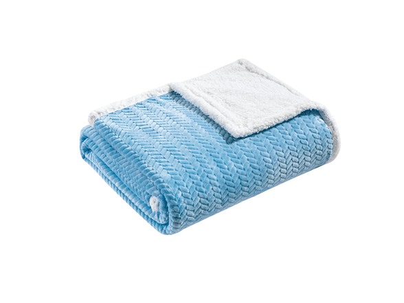 Noble House Braided Sherpa Blanket- Queen - Lt Blue