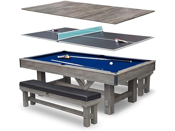 Hathaway 7' Pool Table Combo with Benches