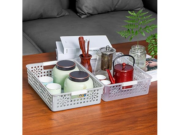 Cetomo Plastic Storage Box Gray, 6 Pack (34.5 x 24.5 x 8.5 cm)