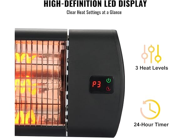 Infrared Heater, 1500W Remote Control Electric