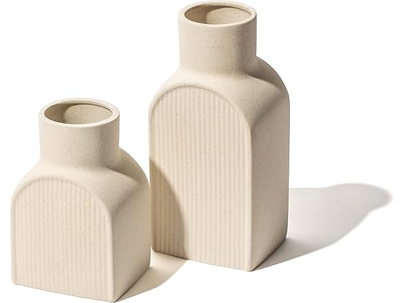 Home Habitat Ceramic Ribbed Vases