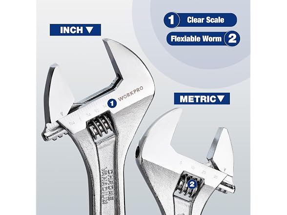 WORKPRO 3-piece Adjustable Wrench Set, 6&8&10